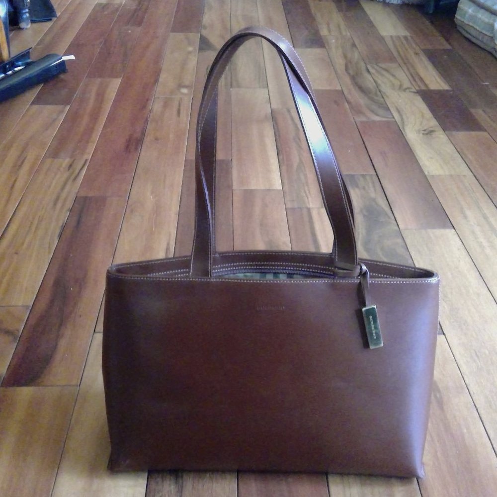 Vintage Brown Leather Burberry Tote Bag